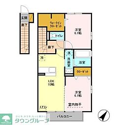 リアン 2LDKの間取図画像