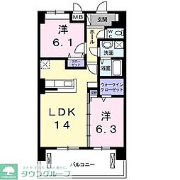 オリーブコート塚田 2LDKの間取図画像