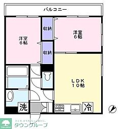 オークレア 2LDKの間取図画像