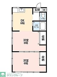 リプロハウス 2DKの間取図画像