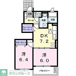 ドルフィン1 2DKの間取図画像