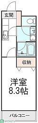 ヴィラ寿 1Kの間取図画像