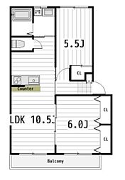 メゾンドールK 2LDKの間取図画像
