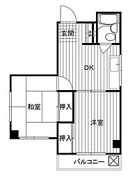 ジュネパレス新松戸第7 2DKの間取図画像