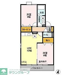 ルミエール壱番館 2LDKの間取図画像