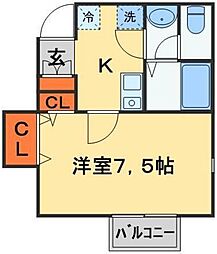 キャメル新鎌ヶ谷 1Kの間取図画像