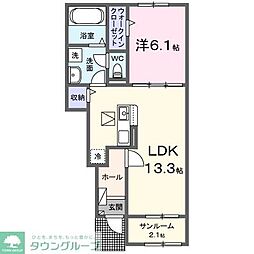 鹿黒アパート A 1LDKの間取図画像