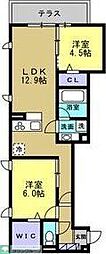 グランドフォレスト 2LDKの間取図画像