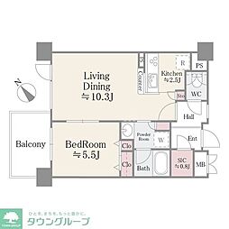 ベルヴュコート津田沼 1LDKの間取図画像