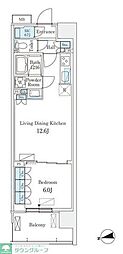スカイグランデ津田沼 1LDKの間取図画像