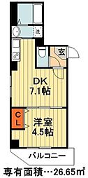 金太郎Hills201 1DKの間取図画像