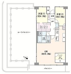 川口学園台スカイハイツ 2SLDKの間取図画像