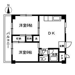 シャンブル吉岡 2DKの間取図画像