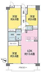 サンクレイドルつきみ野 3LDKの間取図画像