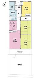 昭和マンション野草園 2SDKの間取図画像