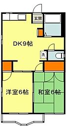 市ヶ尾森ビル六番館 2DKの間取図画像