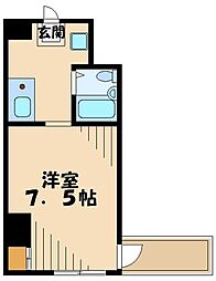 あざみ野第5エステービル ワンルームの間取図画像