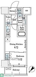 パークアクシス横浜伊勢佐木町通り 1DKの間取図画像