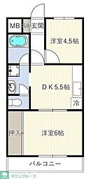 INOVE横濱長津田 2DKの間取図画像