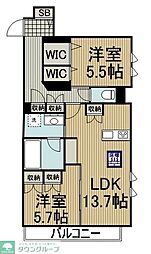 ChloeEast 2LDKの間取図画像