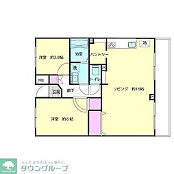 ハイセクタス 2LDKの間取図画像