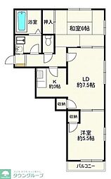メゾンシライA 2LDKの間取図画像
