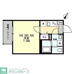 ベイルーム十日市場 1Kの間取図画像