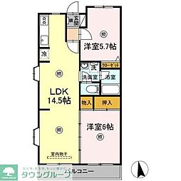 カサベルデU 2LDKの間取図画像