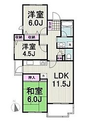 テラス都筑中央公園 3LDKの間取図画像