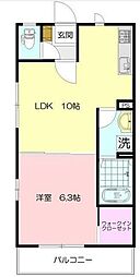 フォンティーヌ 1LDKの間取図画像