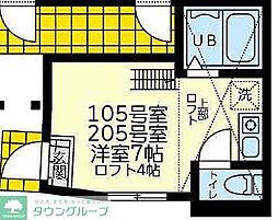 ユナイト神大寺シアヌークの杜 ワンルームの間取図画像