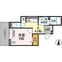 横浜市営地下鉄ブルーライン 新羽駅 徒歩7分の賃貸アパート 1階1Kの間取り