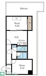 プラザ仲町台センター 4階2Kの間取り