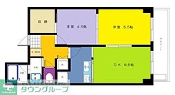 ランドワールド中川9号館 6階2SDKの間取り
