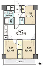 丸増大和中央ハイツ 3LDKの間取図画像