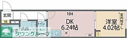 東武東上線 みずほ台駅 徒歩8分の賃貸アパート 1階1DKの間取り
