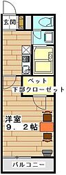 レオパレスシーザリオ 1Kの間取図画像