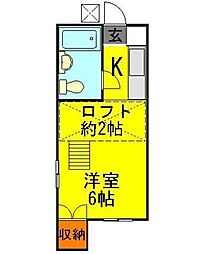 グランデ川越南大塚 1Kの間取図画像