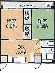 ハイツ仙波苑 2DKの間取図画像
