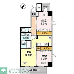 富士見市大字鶴馬マンション 2LDKの間取図画像