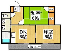 エミネンスマンション 2DKの間取図画像
