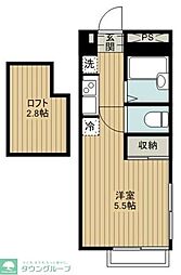 岡レジデンス 1Kの間取図画像