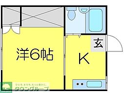 ツインテラス 1Kの間取図画像