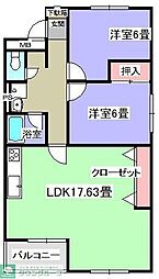 所沢コーポラスB棟 2LDKの間取図画像