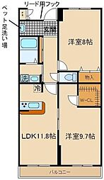 クレセールふじみ野 2LDKの間取図画像