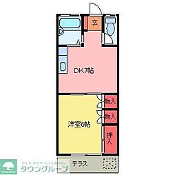 北坂戸ハイツ 1DKの間取図画像