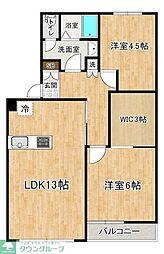 グロースボーネンA棟 2LDKの間取図画像