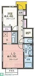 アジュールC棟 1LDKの間取図画像