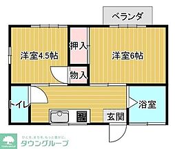 飯塚荘 2Kの間取図画像