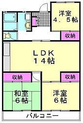 パルトゥネールみずほ台 3LDKの間取図画像